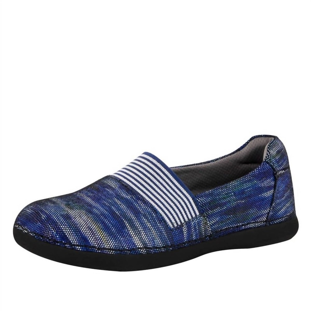 Alegria Glee Lite Wavy Navy Blue Shimmer Textured Leather Slip On Shoes Sz 6 36